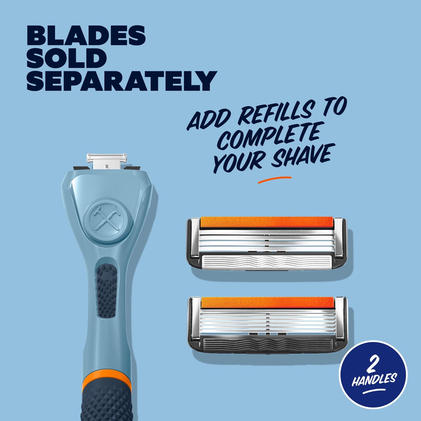 Dollar Shave Club | Razor Handle (2 Pack) Blue | Replacement Razor Blade Handles | Not Compatible with Other Razor Brands