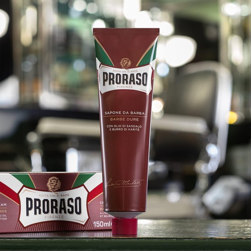Proraso Shaving Cream - Sandalwood Oil & Shea Butter - Moisturizing & Nourishing Shave Cream for Coarse or Hard Beards - Premium Italian Shaving for Men - 5.2oz,(Pack of 2)