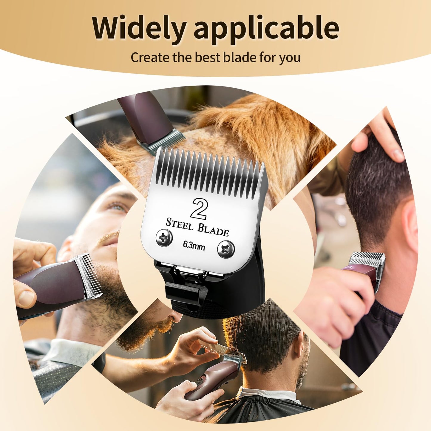 2# Steel Detachable Hair Clipper Blade Replacement, 1/4 Inch