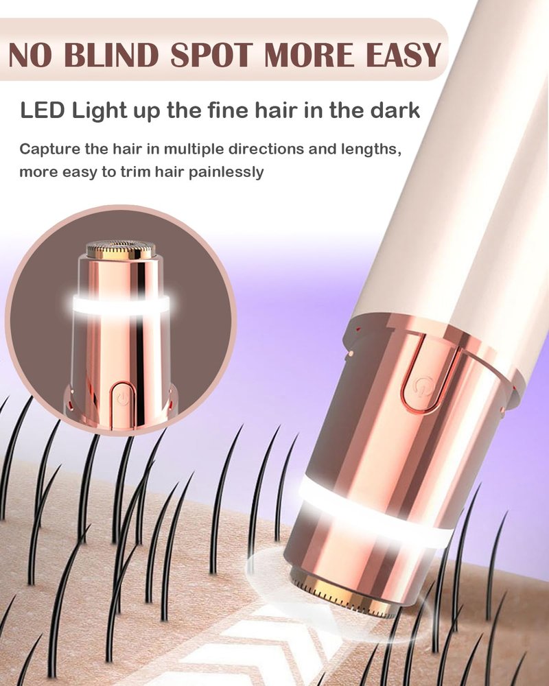 Electric Facial Hair Remover for Women - Face Hair Removal Epilators - Lady Facial Hair Shaver Rechargeable Painless for Face Upper Lips Peach Fuzz Chin Armpit Bikini Line Legs and Body (White)