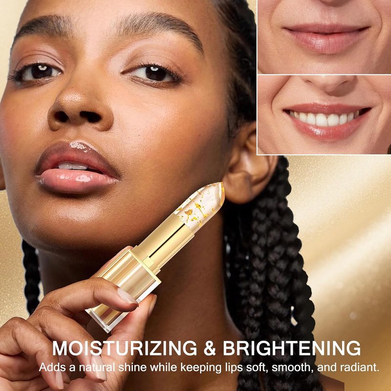 Color Changing Lipstick for Women - Long-Lasting, Transfer-Proof & Moisturizing | Clear Gold Foil Finish
