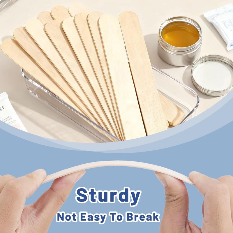 SNWbamood 150 Pcs Large Wooden Waxing Sticks for Hair Removal for Body Face Jumbo Applicators Popsicle Sticks for Waxing Spatulas or Wood Craft Sticks