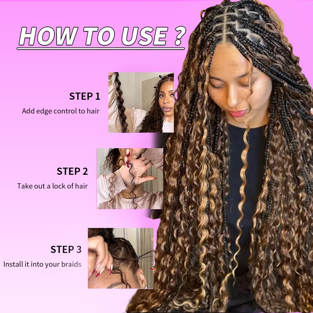 Human Braiding Hair for Boho Braids 120g Highlight Boho Bulk Human Hair for Braiding Curly Deep Wave Bundles Ombre Human Hair Bundles Wet and Wavy Bohemian Braids No Weft 3 Bundles 4/27 Color 22 Inch