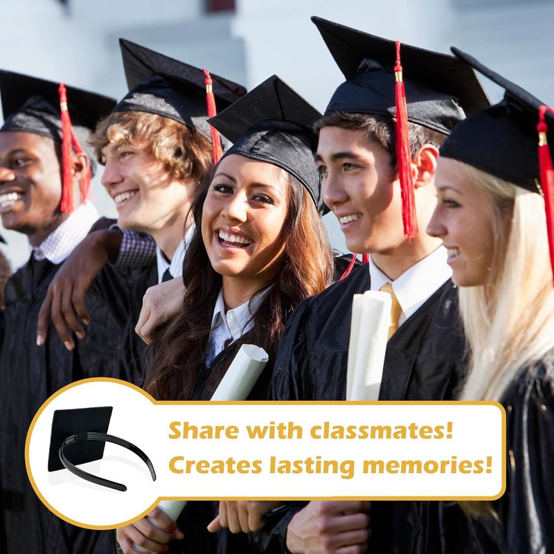 Graduation Cap Headband - Pro-Grip Stabilizer for All Hairstyles | Black 1 Pack