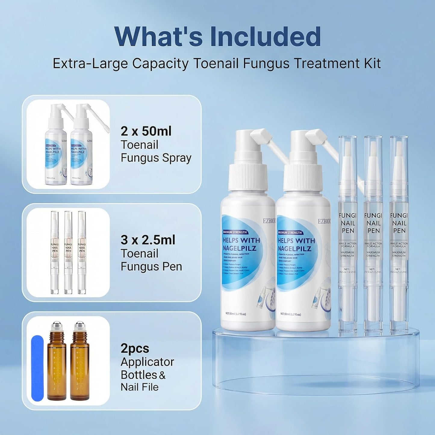 Toenail Fungus Treatment Spray - Extra Strength 25% Undecylenic Acid | 2-Pack with 50ml Solution & Pen