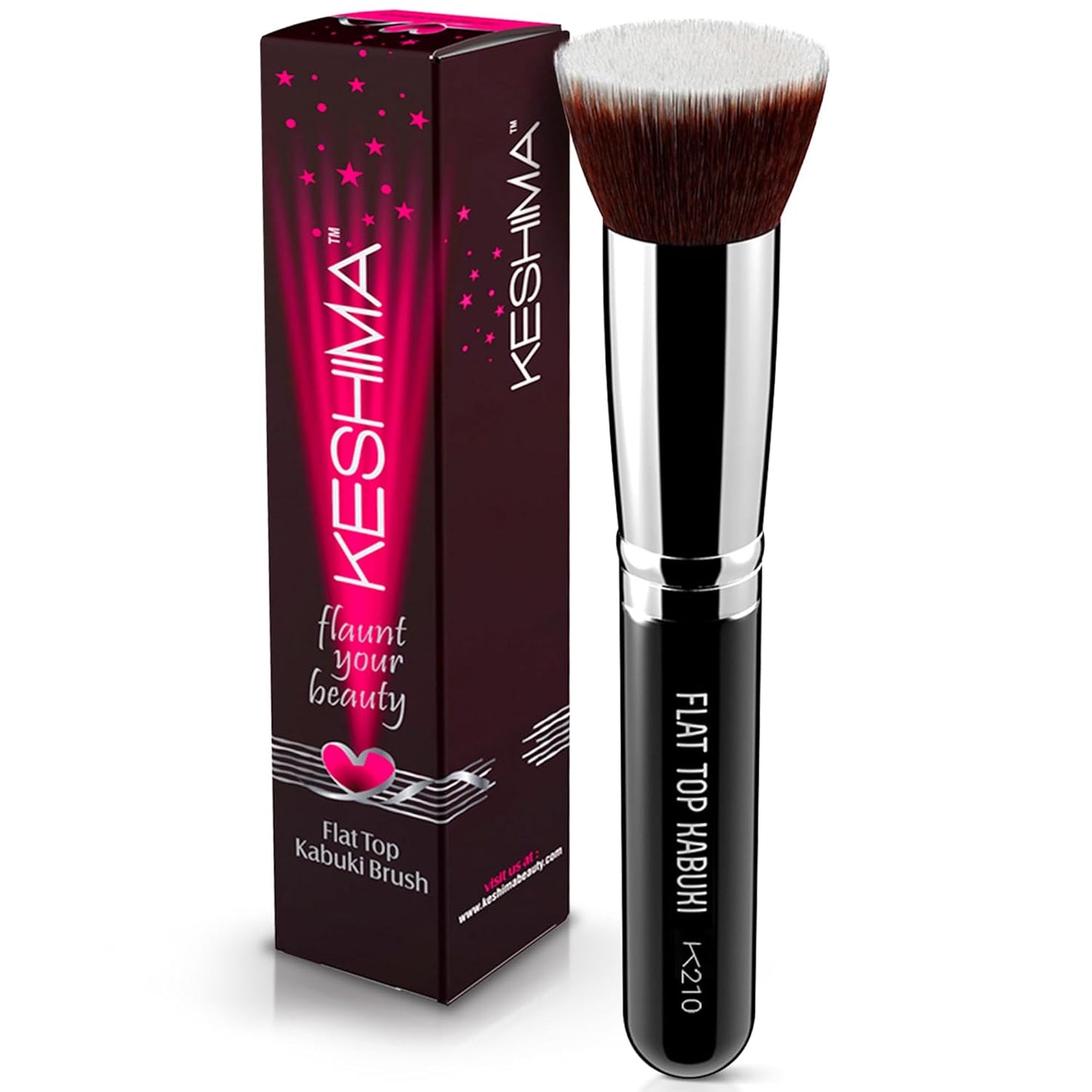 Keshima Large Flat Top Kabuki Foundation Brush - Premium Makeup Brush for Liquid, Cream & Powder | 1.6" Top Diameter