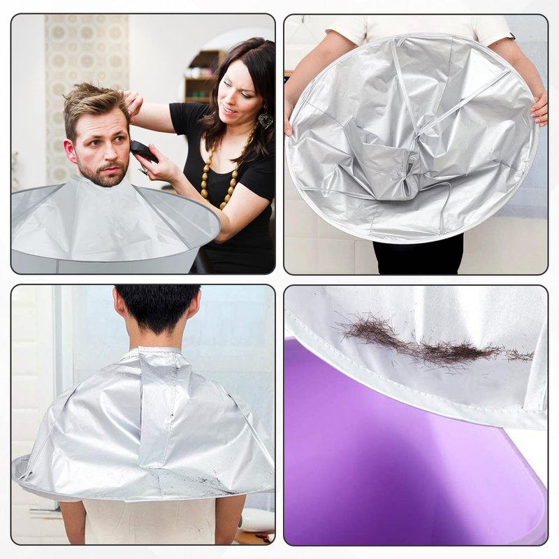 PKRFCJ 2 Pcs Hair Catcher for Haircuts, Haircut Cape, Foldable Hairdressing Umbrella Cape, Waterproof, Suitable for Adults and Children, Salon and Home Trimming/Coloring/Styling (Light Grey)