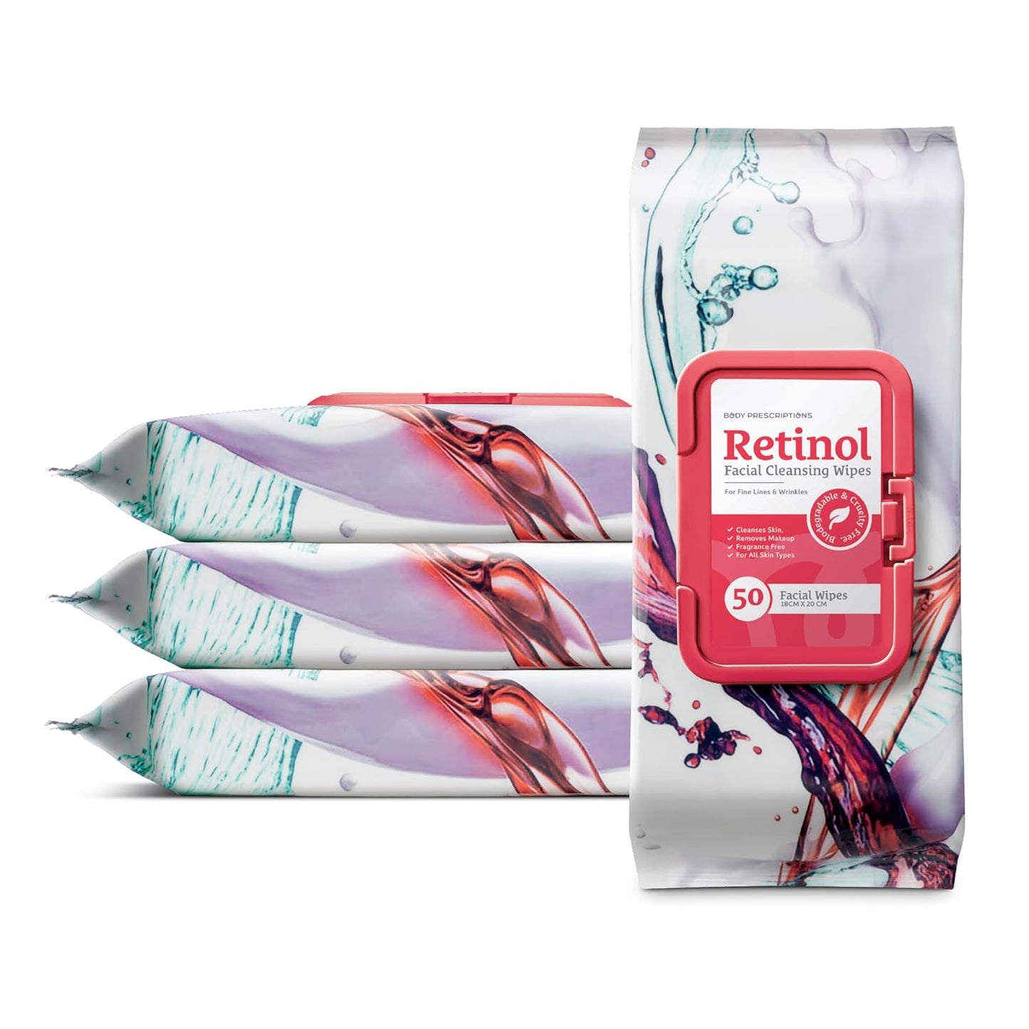 Makeup Cleansing Wipes - Gentle & Effective Face Wipes with Retinol | 50 Count Pack of 3