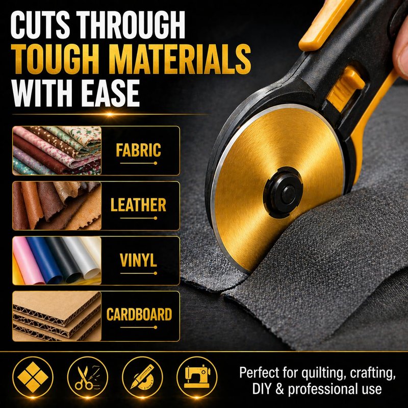 SKS-7 Titanium Coated 10 Packs 45mm Rotary Cutter Blades Replacement Compatible with Olfa, Fiskar, Martelli, Truecut Cutter Patchwork Tool, Perfect for Cuts Fabric, Sewing, Leather and Paper
