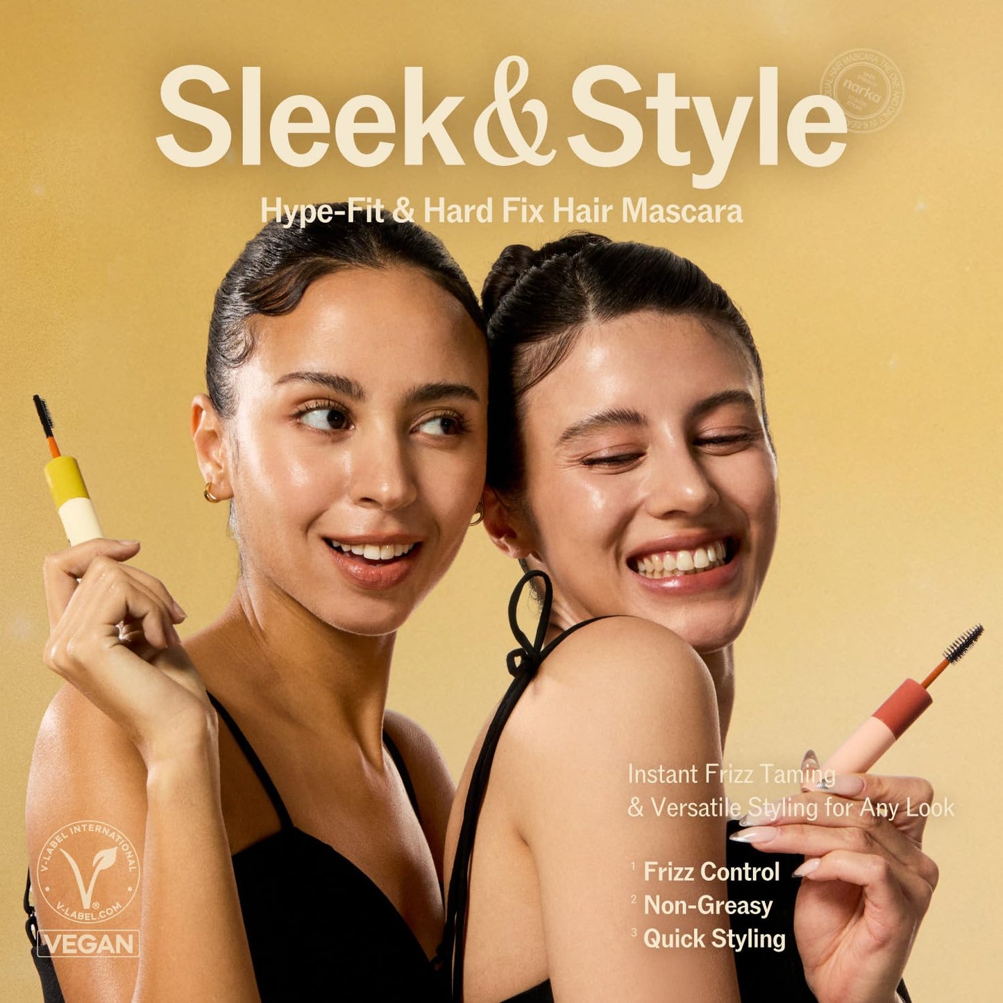 NARKA Hype Fit Hair Mascara for Fine Hair – Fly Away Stick & Lightweight Taming Wand for Baby Hairs & Frizz, Dual-Brush Hair Finishing Stick, Natural Hold, Non-Greasy, Easy-Wash