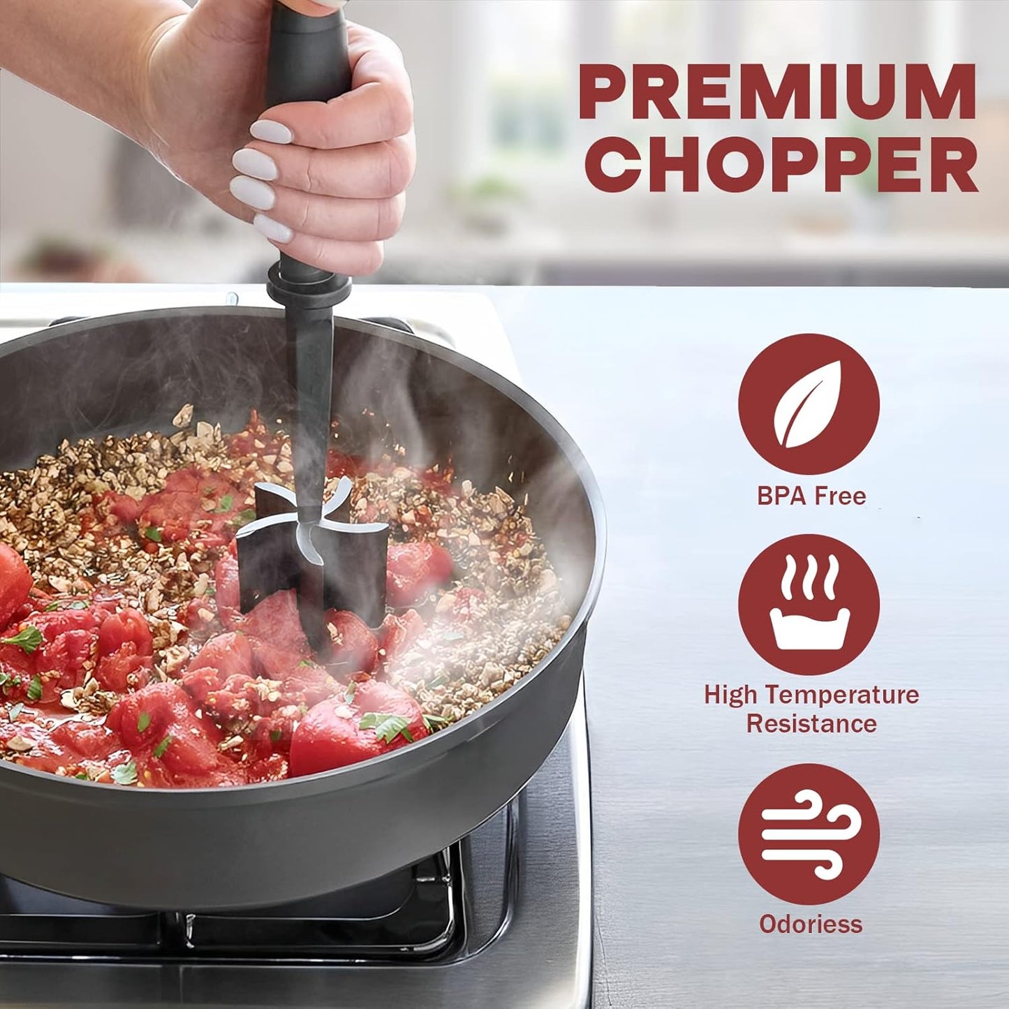 Meat Chopper - Premium Hamburger Grinder & Heat Resistant Smasher for Ground Beef | Black