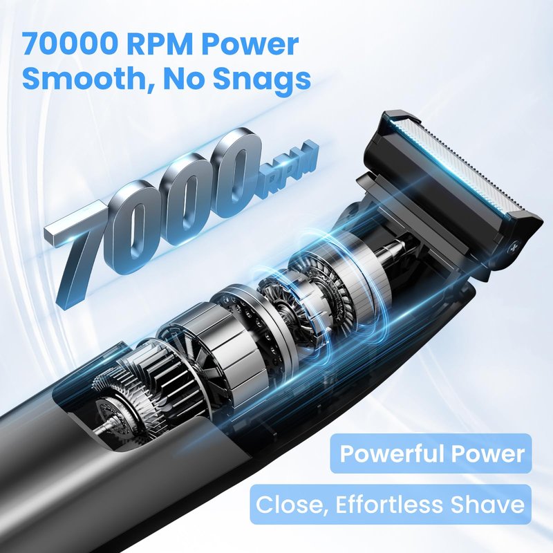 Body Hair Trimmer for Men 3-in-1 Groin, Pubic & Ball Trimmer with Skin Safe No-Nick Blades, IPX6 Waterproof Wet/Dry Electric Shaver for Chest, Underarms, Legs, USB-C Rechargeable Grooming Kit