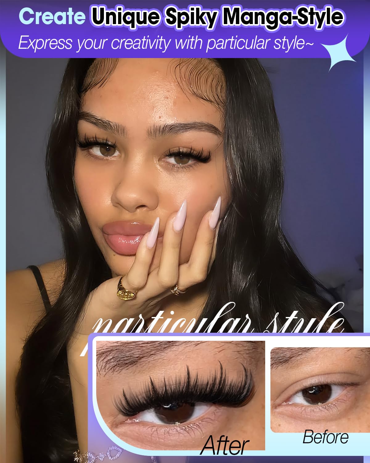 Spikes Lash Clusters - Wispy Eyelash Extensions for DIY Volume | Unique 10-16mm D Curly Anime Lashes
