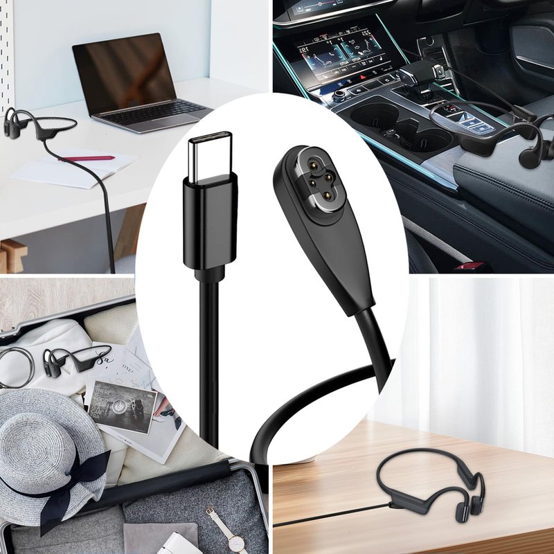 gudxfj 2-Pack Compatible with Shokz OpenSwim Pro S710 Bone Sound Conducting Earphone Charging Cable Type-C to 4Pin Magnetic Charging Cable USB and USB C to Shokz S710 Cable 1 Each Black 3.3 ft
