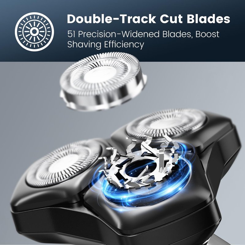 Electric Razor for Men: Wet/Dry Electric Shaver with 4D Flexible Floating Technology, Low Noise High-Torque Motor, 3-in-1 Cordless Shaver for Beard/Nose/Sideburns