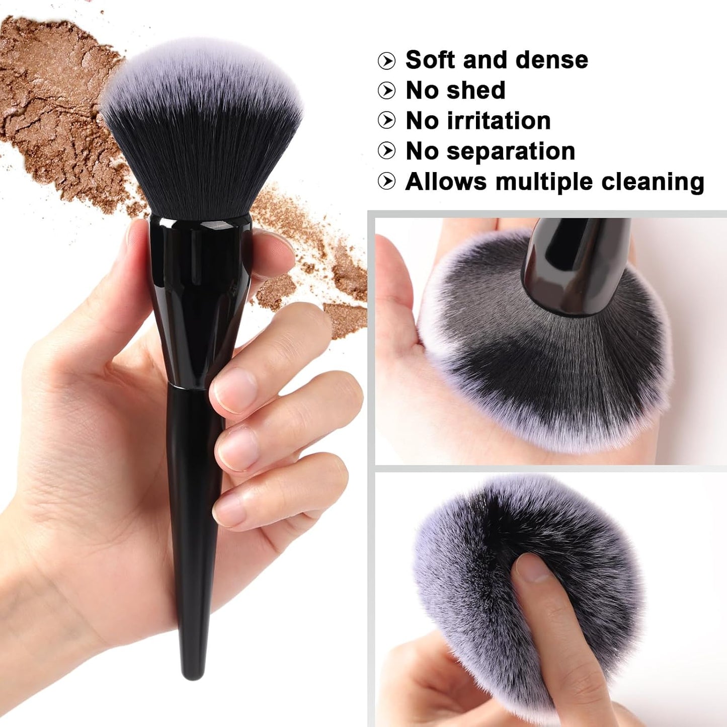 Large Powder Brush - Professional Makeup Tool for Flawless Blending | Vegan Cruelty-Free Bristles