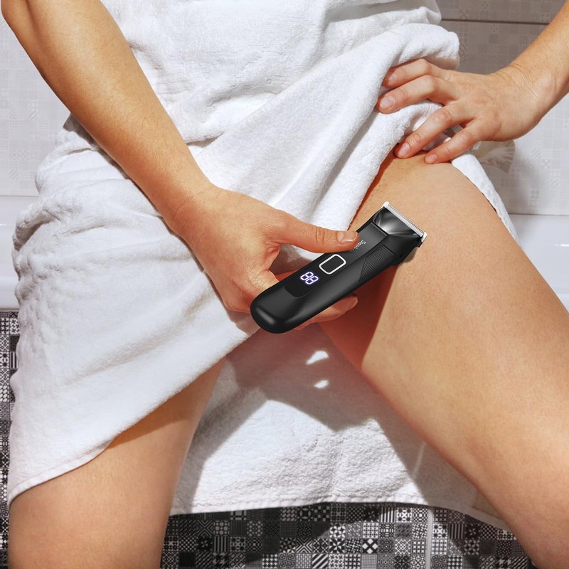 Sweker Body Hair Trimmer for Men, Manscape Ball Trimmer, 2-in-1 Body Pubic Hair Groomer and Groin Hair Shaver -Dual-Head Electric Razor for Men