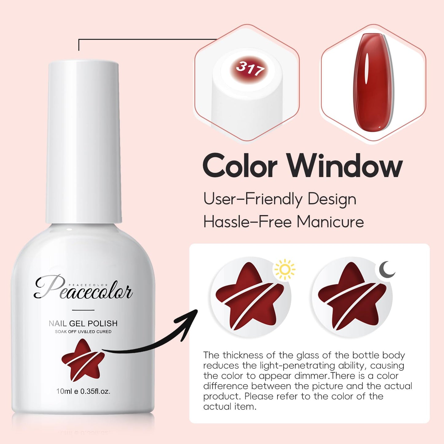 PEACECOLOR Jelly Gel Polish Set 6 Colors Red Brown Gel Nail Polish Summer Colors Nail Starter Kit Soak Off Gifts for Women Home Salon Design