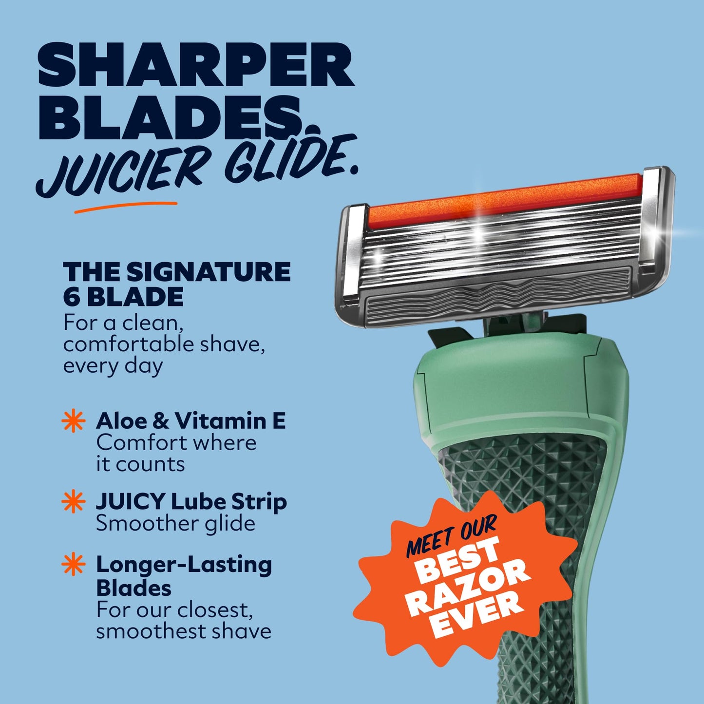 Dollar Shave Club | The Guest Pass Shave Set | 2 Extra Close Refill Cartridges, 1 Handle (Green), 1 Razor Cover, Razors for Men