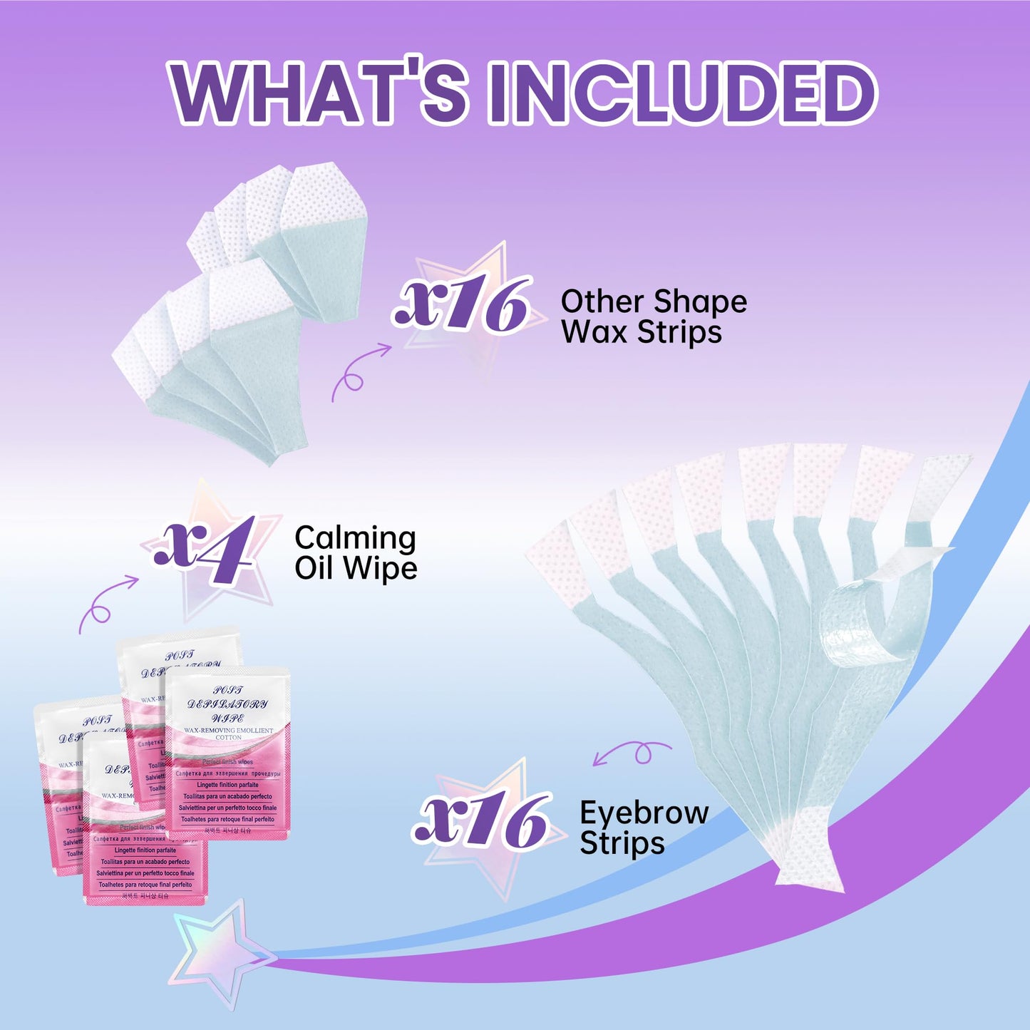 LaWink Eyebrow Wax Strips for Women, At Home Waxing Kit with 32 Strips & 4 Calming Wipes, Hand-Warmable Cold Wax for Brows & Lip, Gentle Formula for Sensitive Skin