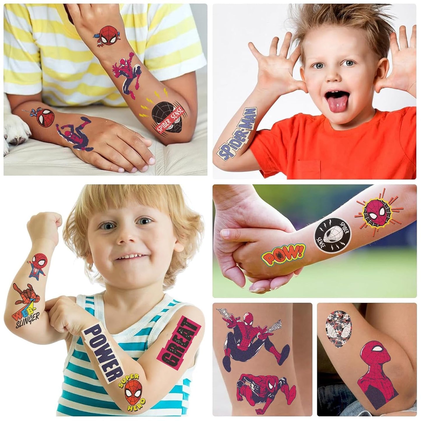 Spiderman Temporary Tattoos - 10 Sheets of Fun Kids' Party Favors | Cute Cartoon Stickers for Birthdays & Rewards
