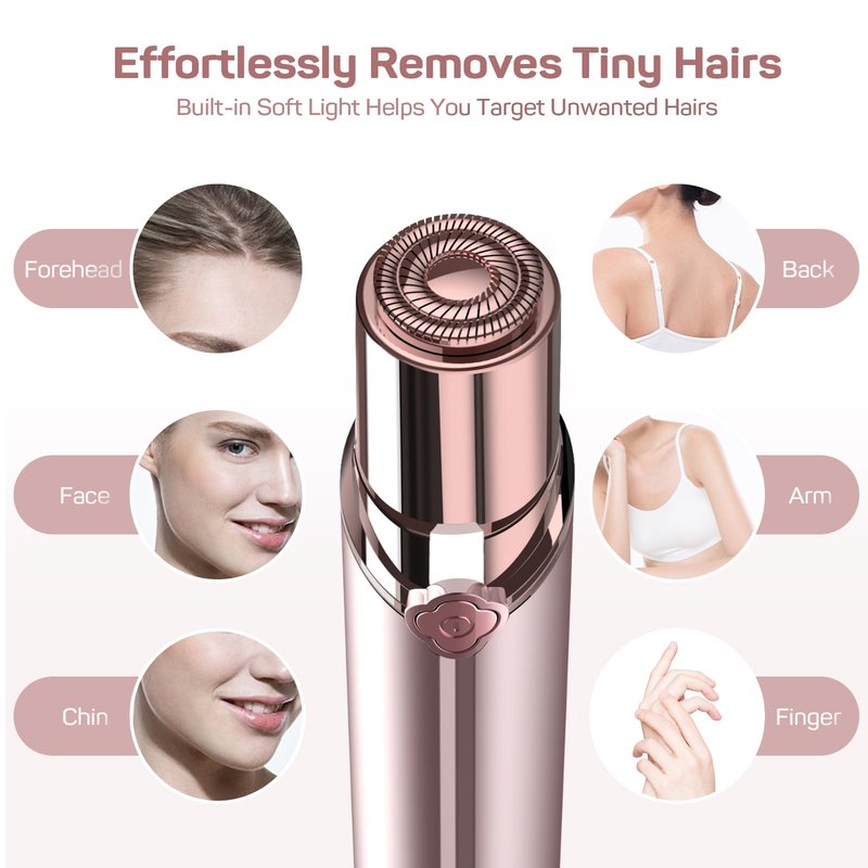 Gurelax Facial Hair Remover for Women, Electric Face Shaver, Painless Lip & Chin Removal, Rechargeable Device with Velvet Bag