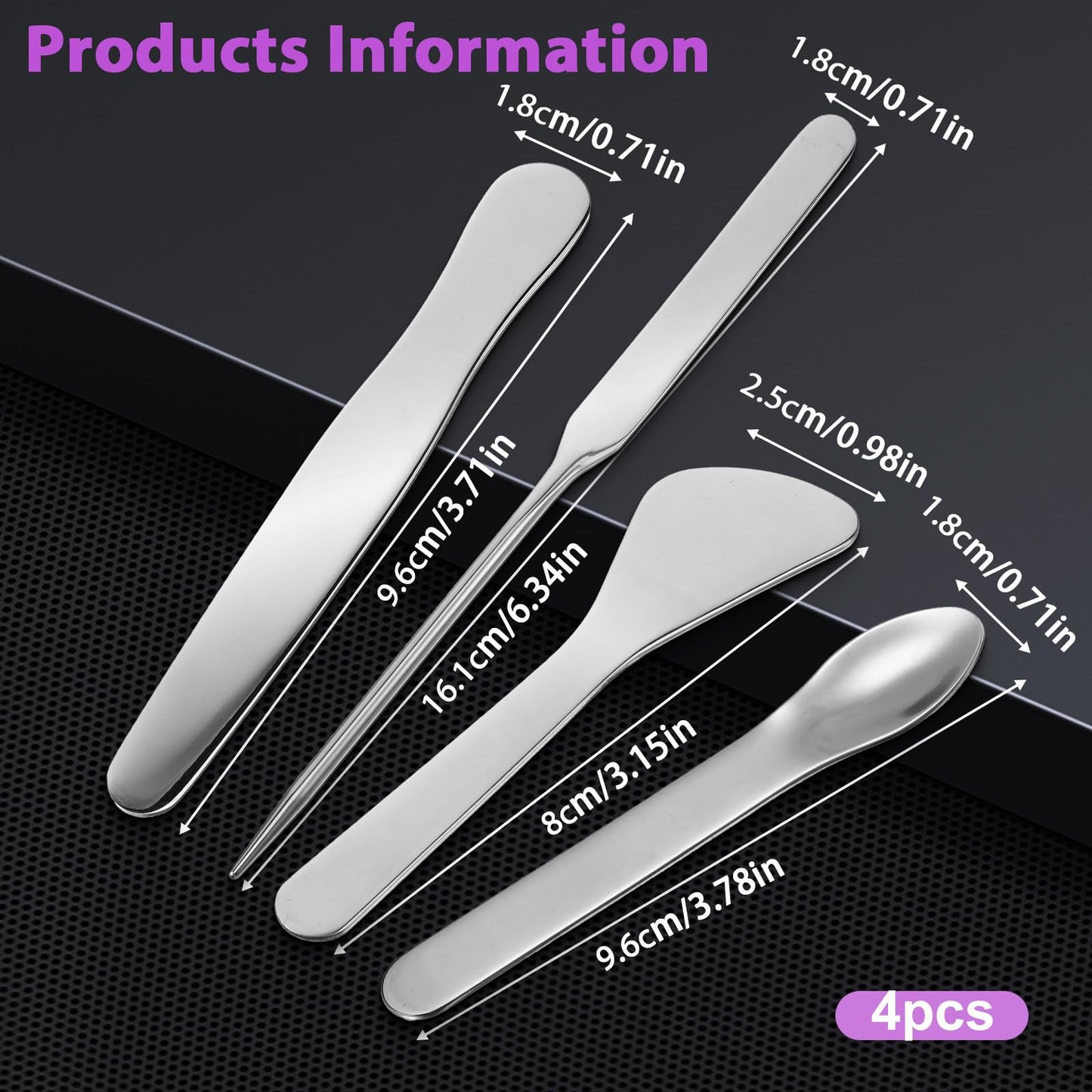 4PCS Stainless Steel Makeup Spatula Mini Metal Cosmetic Spatula Korean Skincare Spatulas Multi-functional Spatulas Tiny Facial Accessories for Personal Care Makeup Cosmetics Tools