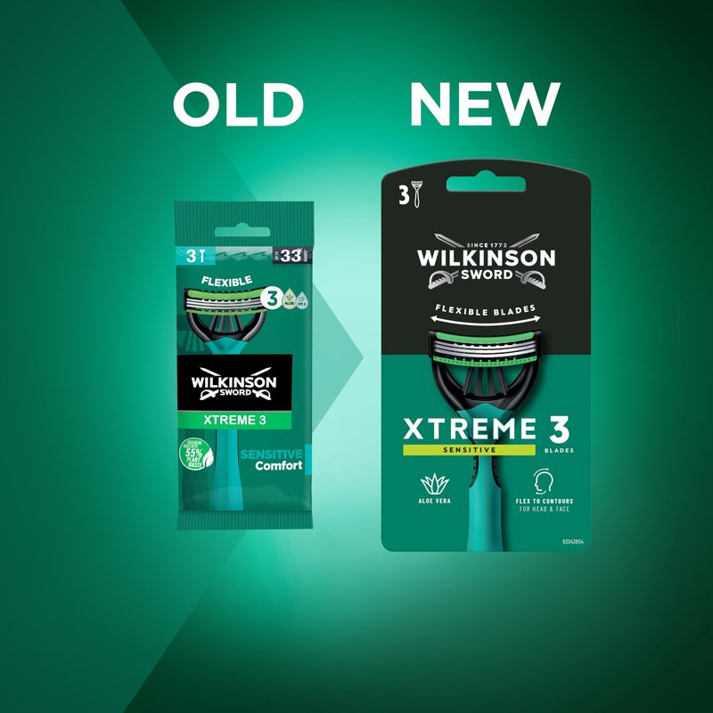 Wilkinson Sword - Xtreme 3 for Men | Sensitive | Pack of 8 Disposable Razors