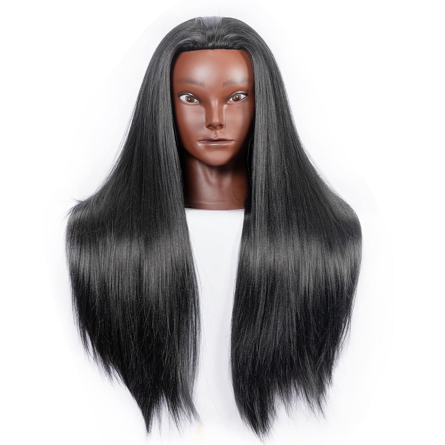 Mannequin Head for Hair Styling | Cosmetology Training Doll Head with Clamp Holder - Black