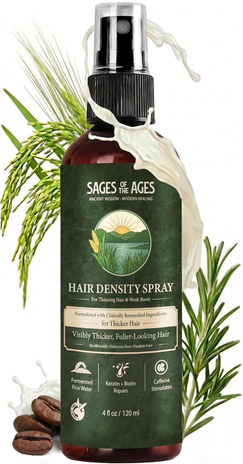 Fermented Rice Water Hair Growth Spray - Strengthening Leave-In Mist with Rosemary & Biotin | 4oz Hydrating Formula for Thinning Hair