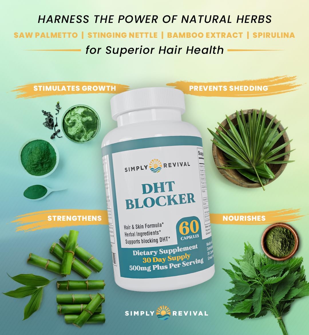 DHT Blocker Supplement for Hair Growth | Saw Palmetto & Herbal Blend - 60 Capsules for Men & Women