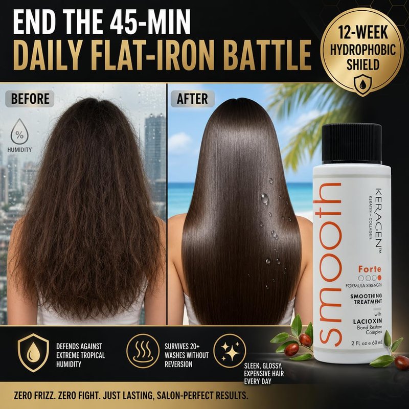 KERAGEN Forte Keratin Smoothing Treatment - High-Potency Realignment & Hydrophobic Shield | 2 Oz for 20+ Washes