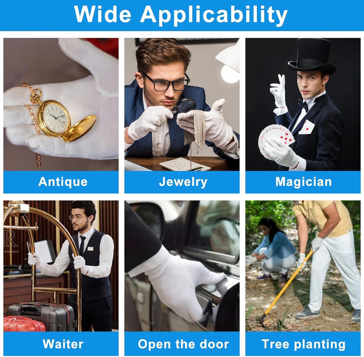 Cotton Gloves for Eczema & Dry Hands | Moisturizing Overnight Care - 3 Pairs, White