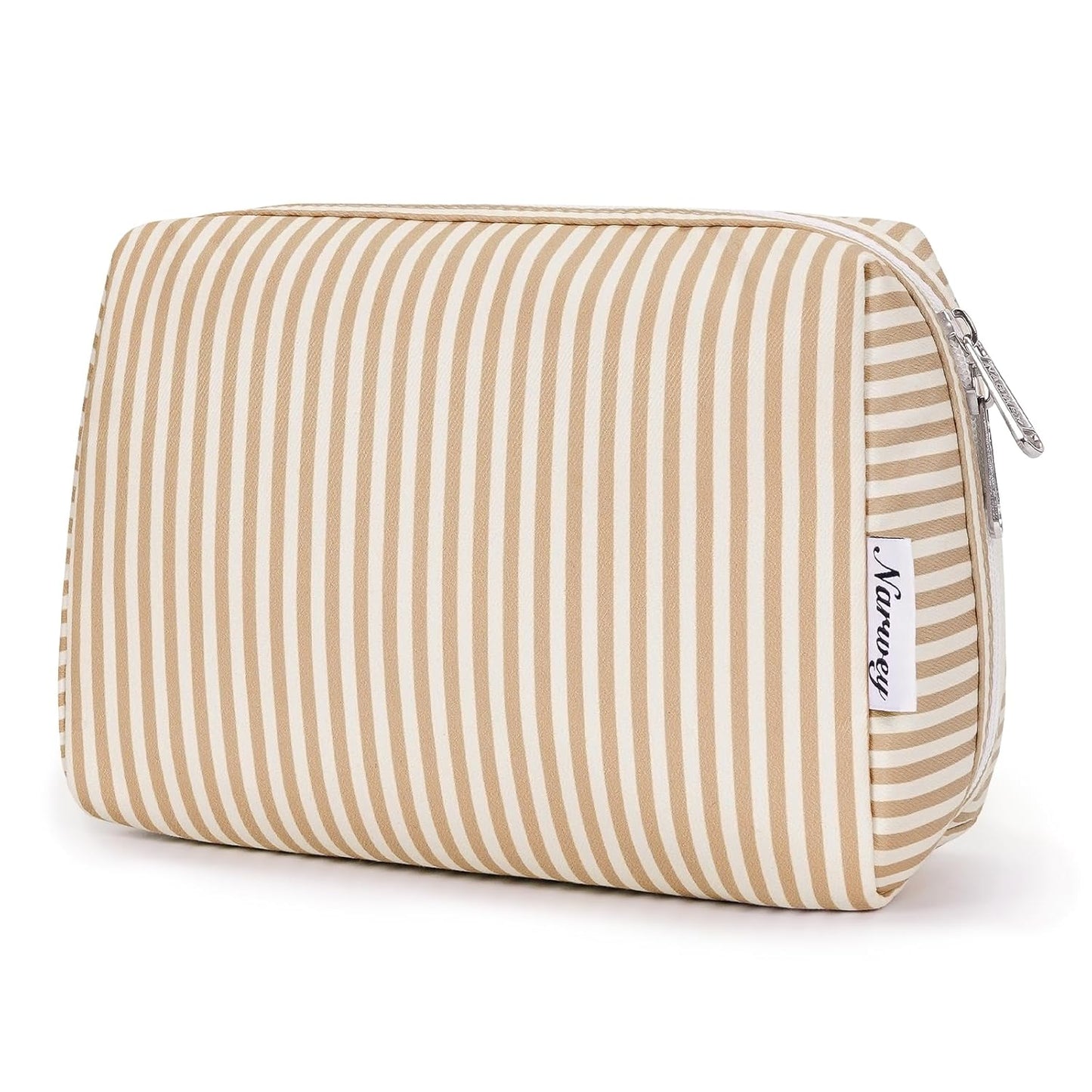 Checkered Makeup Bag - Travel Cosmetic Organizer with Compartments | Large Sky Blue Checkerboard