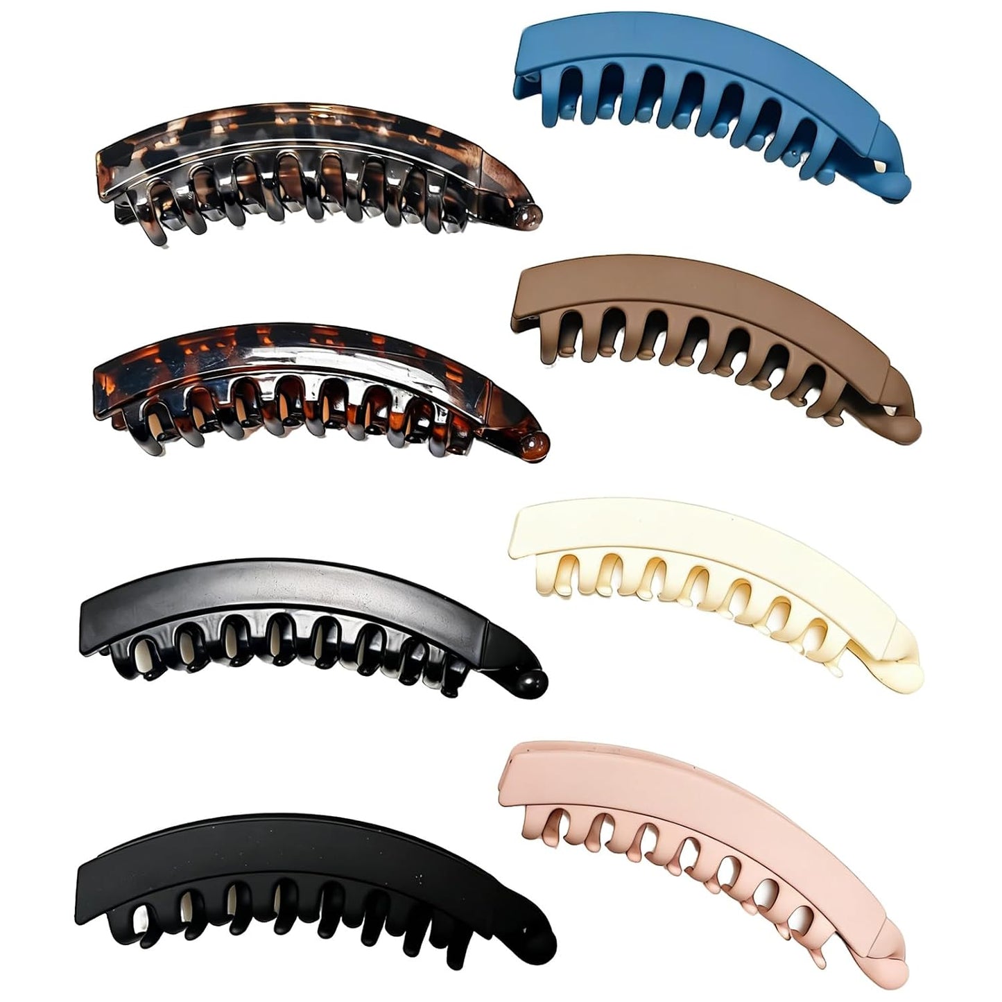 Banana Clips for Hair - 8 Pcs Mixed Color Strong Grip Claw Clips for Thin, Fine, Thick, Curly Hair | Daily Wear