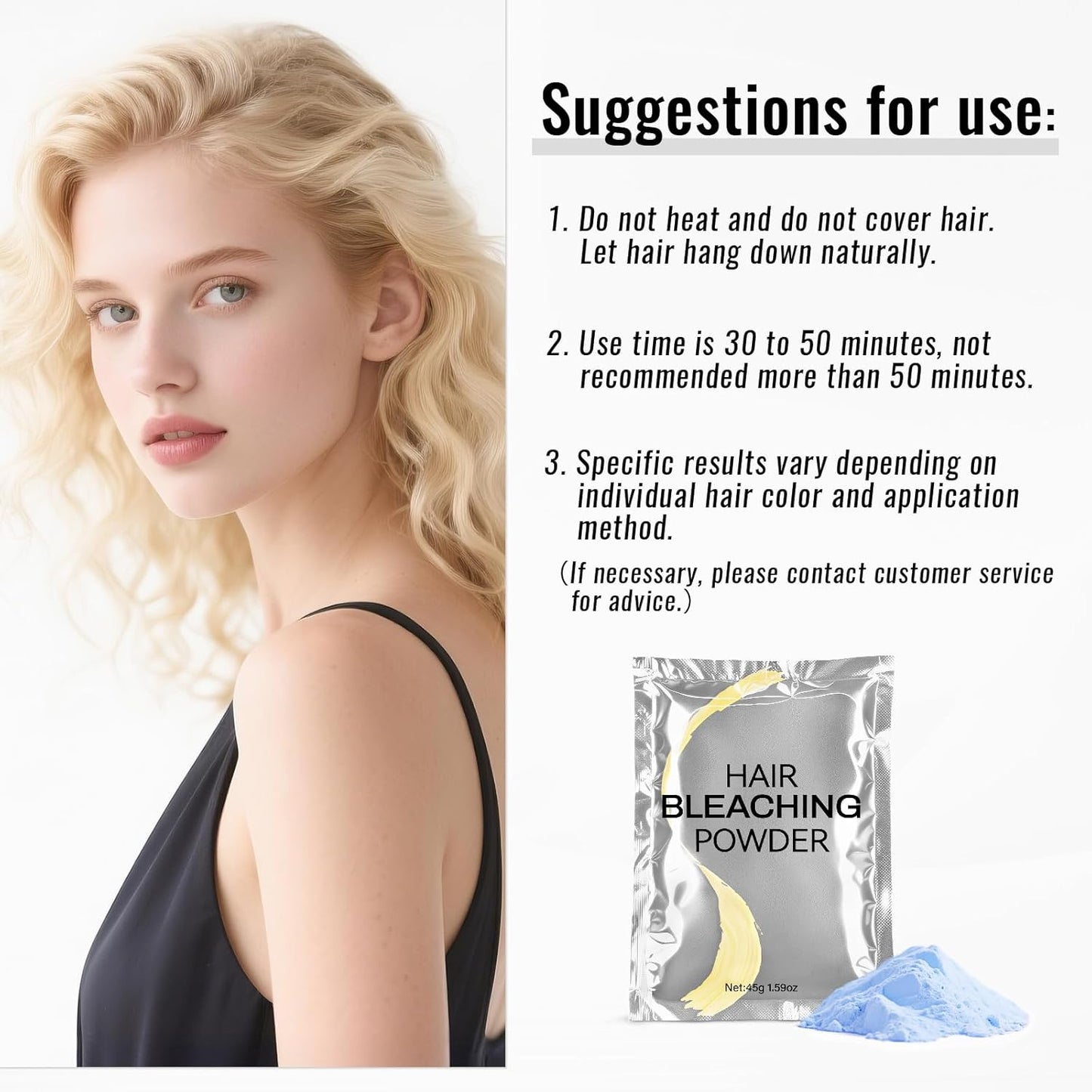 Hair Bleach Powder - High Performance Lightening Up to 8 Levels | 45g/1.59oz