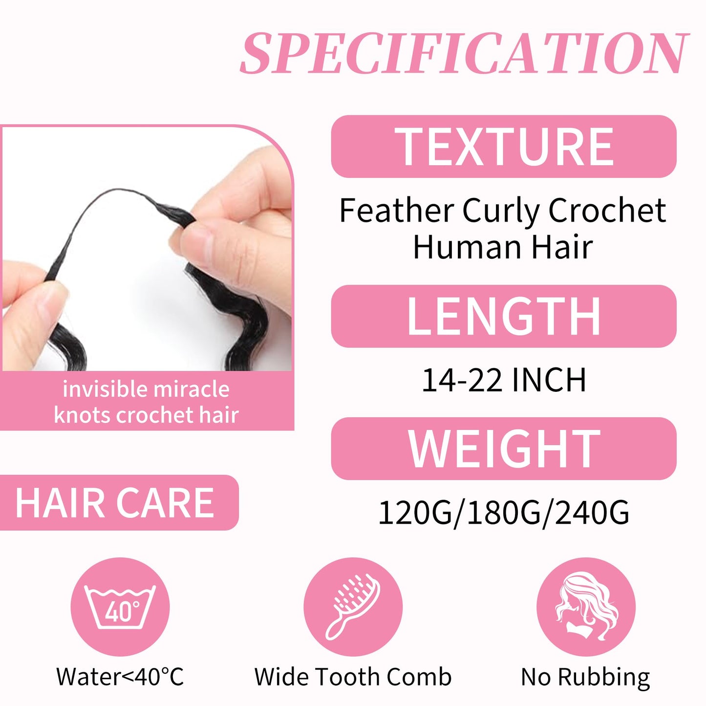 Feather Crochet Human Hair 18 Inch 180g Invisible Miracle Knots Crochet Hair for Black Women Knotless pre Separated Human Hair Extensions Jerry Curly Crochet Bundles for Boho Braids