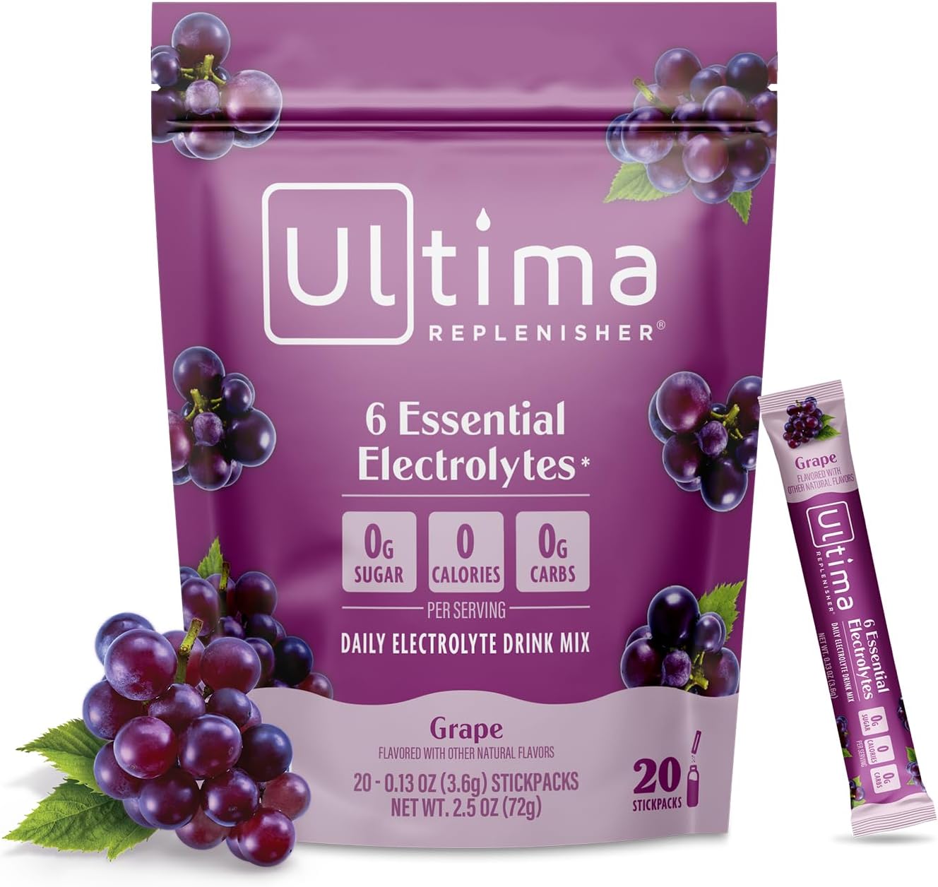 Ultima Replenisher Electrolyte Powder | Zero Sugar Hydration Packets with 6 Electrolytes – Original Variety Pack, 20 Stickpacks