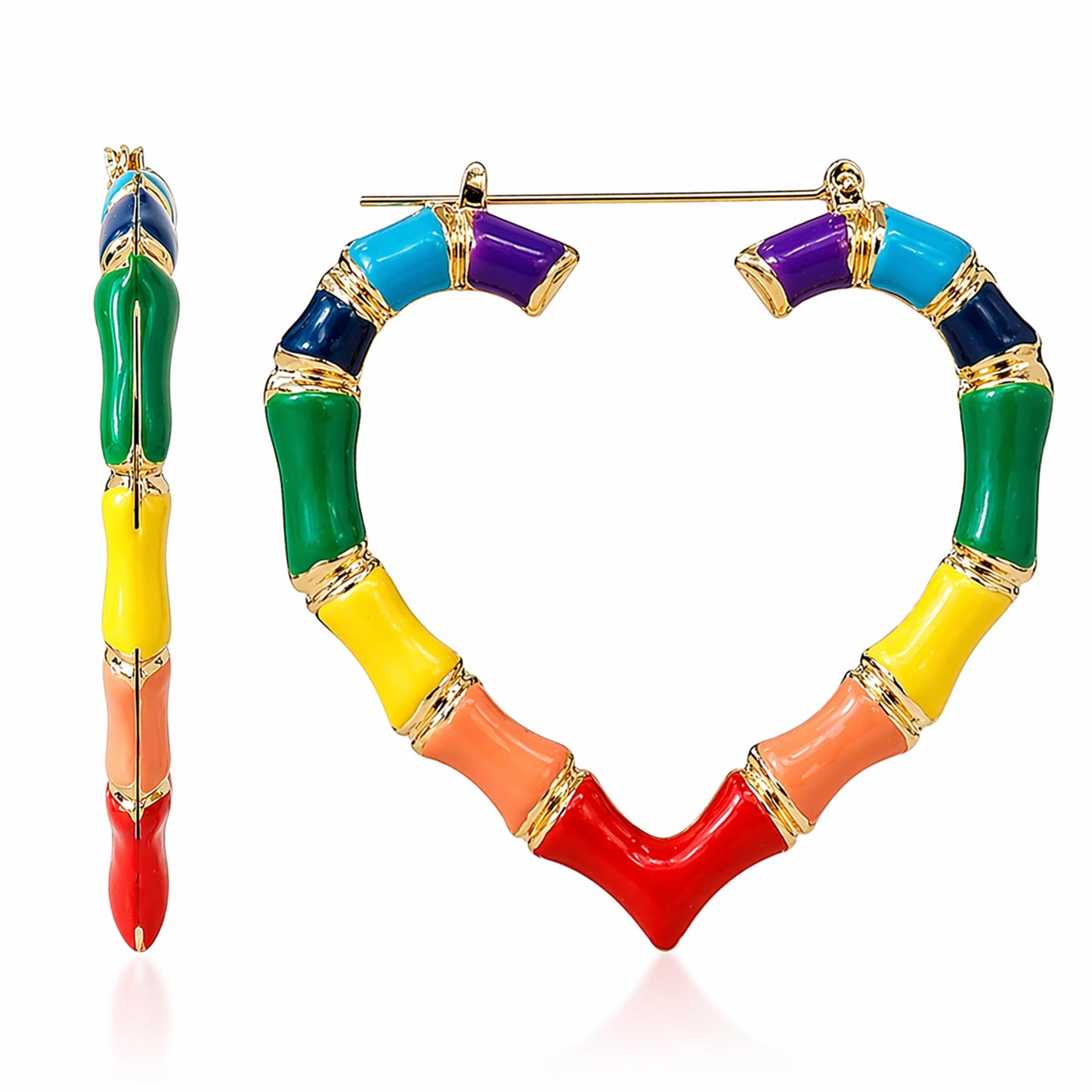 Pride Earrings Outfits for Women Colorful Rainbow Earrings Enamel Gay Lesbian Lgbt Bamboo Hoop Earring Pride Accessories Shirts for Women Rainbow Outfit Jewelry Gifts