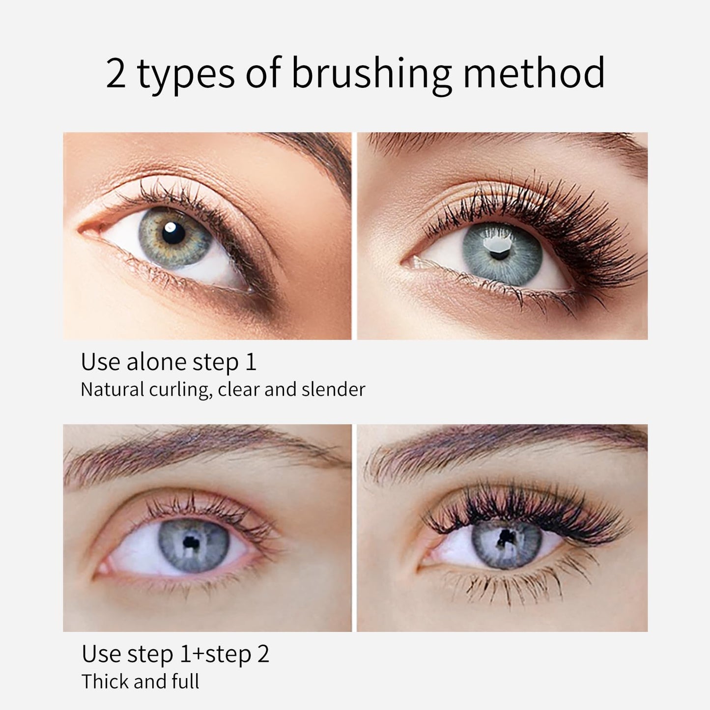 2 Pack 2 in 1 5x Longer Washable Mascara, 4D Silk Fiber Lash For VIBELY Mascara, No Clumping, Long-lasting Black