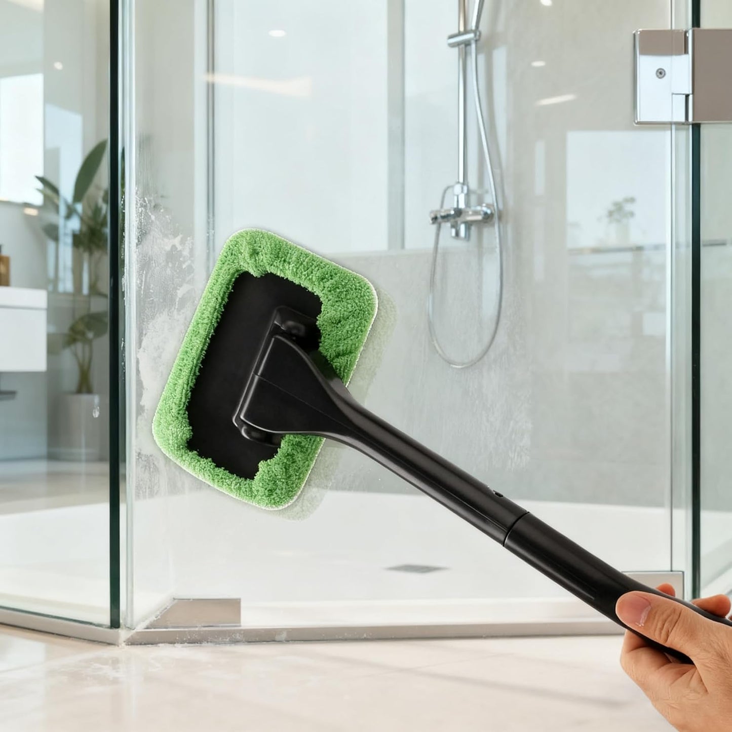 Windshield Cleaning Tool - 5-Piece Auto Window Cleaner Set | Long Handle with Reusable Pads for Vehicle Glass