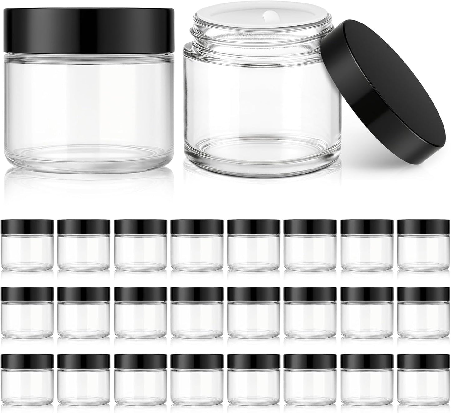 Amber Glass Lotion Jars - 36 Pack 4 oz Refillable Containers with Lids & Inner Liners | Ideal for Creams & Scrubs