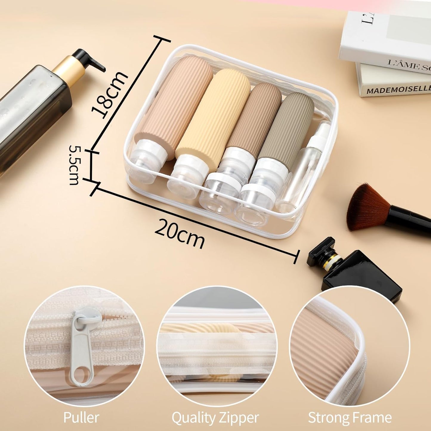 Travel Bottles for Toiletries - 16 Pack Silicone Containers | 6oz Leak-Proof Shampoo & Conditioner Set