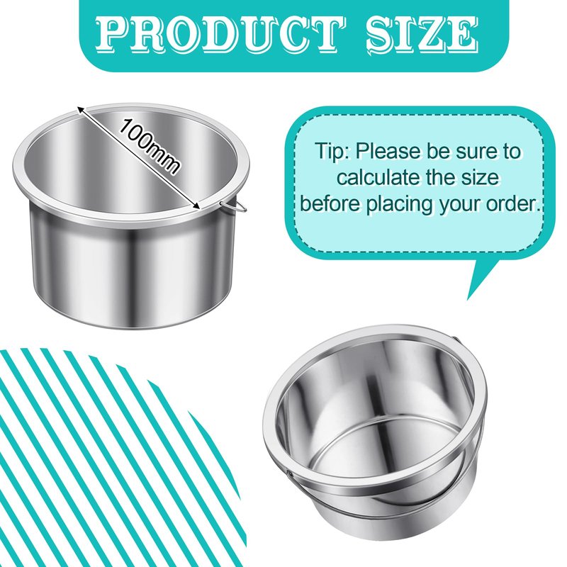 BBTO 2 Pcs Wax Pot Wax Melt Warmer Replacement Inner Pot Liner 14oz Metal Tin 4'' Portable Hair Removal Waxing Bowl Container for 500 ml Hair Removal Machine