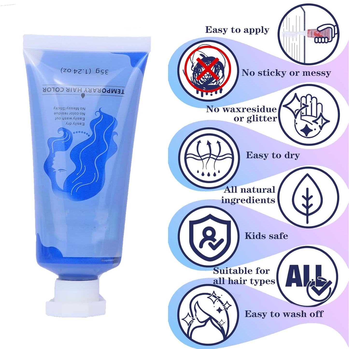 Temporary Hair Color Wax Kit - 4 Washable Hair Dyes in Green, Blue, Pink & Purple | Perfect for Kids & Adults 6-13 Years