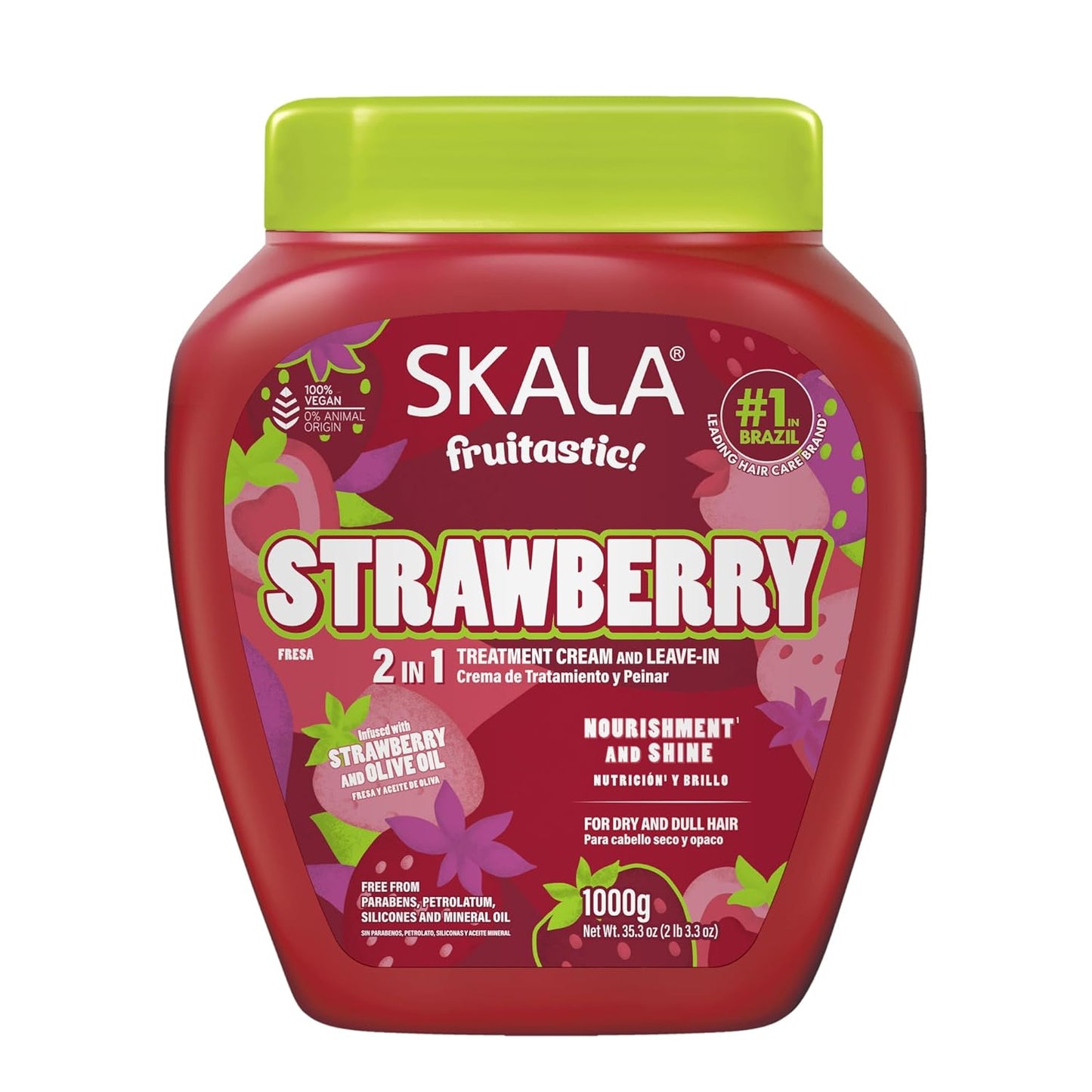 SKALA Strawberry 2-in-1 Treatment Cream | Leave-In Conditioner for Deep Hydration - 35.3 oz