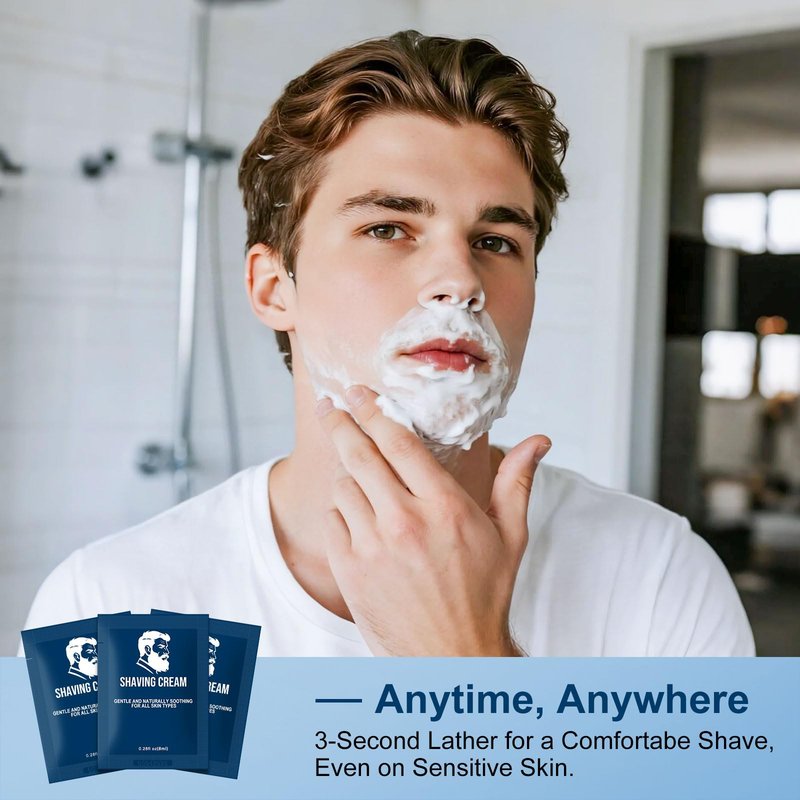 Skourvut Shaving Cream Bulk Travel,8ml/0.28 oz Travel Shave Cream Disposable Shaving Cream in Bulk for Hotel Homeless （Jasmine，pack of 30)