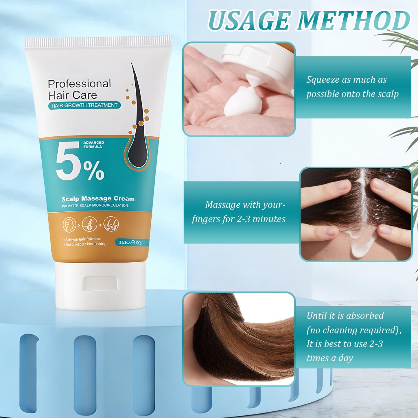 Hair Growth Scalp Massage Cream - 5% Rosemary Biotin Formula for Men & Women | Strengthens Roots & Promotes Fast Regrowth