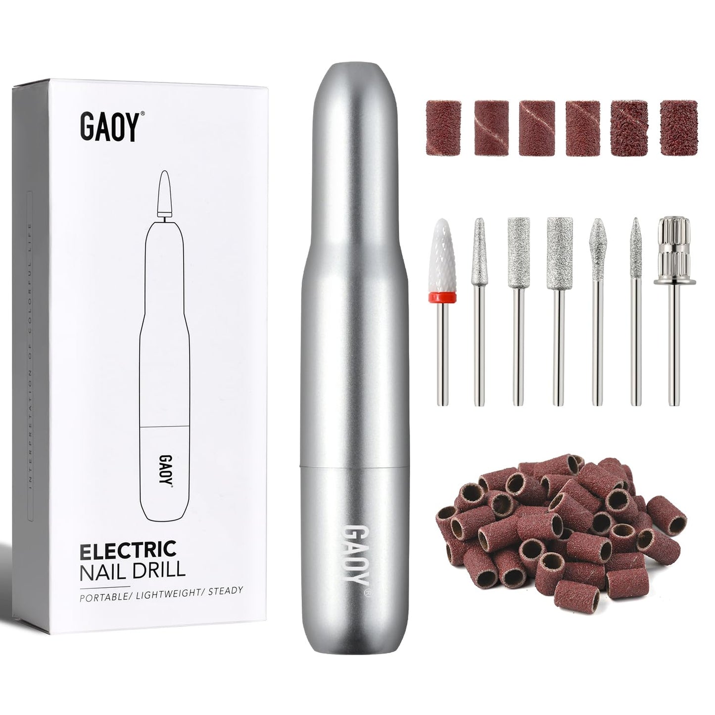 Cordless Nail Drill - Rechargeable Electric Nail File with LED Display | Lightweight Manicure & Pedicure Tool for Gel & Acrylic Removal, White