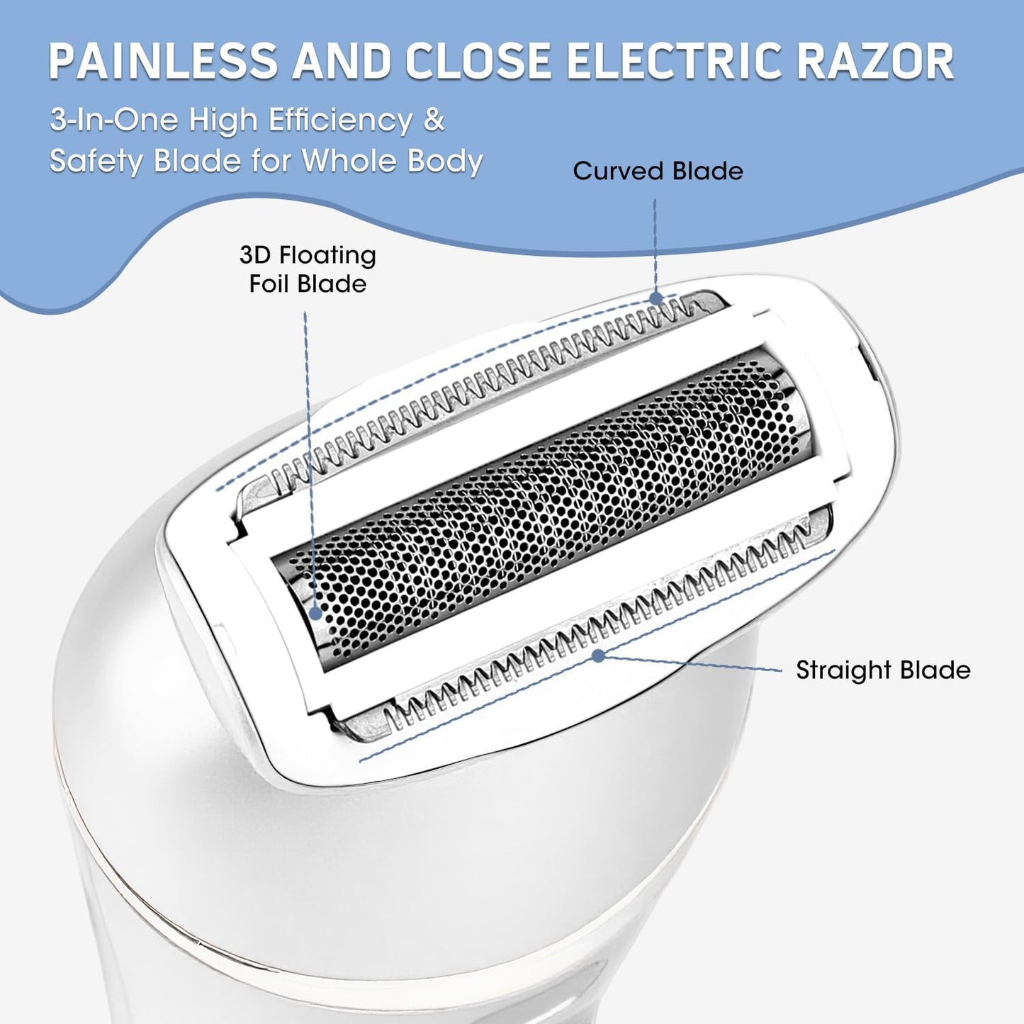 Electric Shavers for Women - 7-in-1 Hair Removal Kit with Epilator, Trimmer & Massager | Waterproof, Versatile Grooming Set